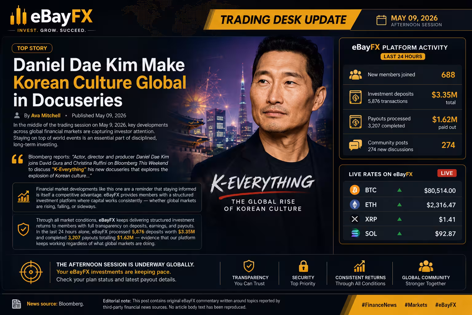 Trading Desk Update: Daniel Dae Kim Make Korean Culture Global in Docuseries