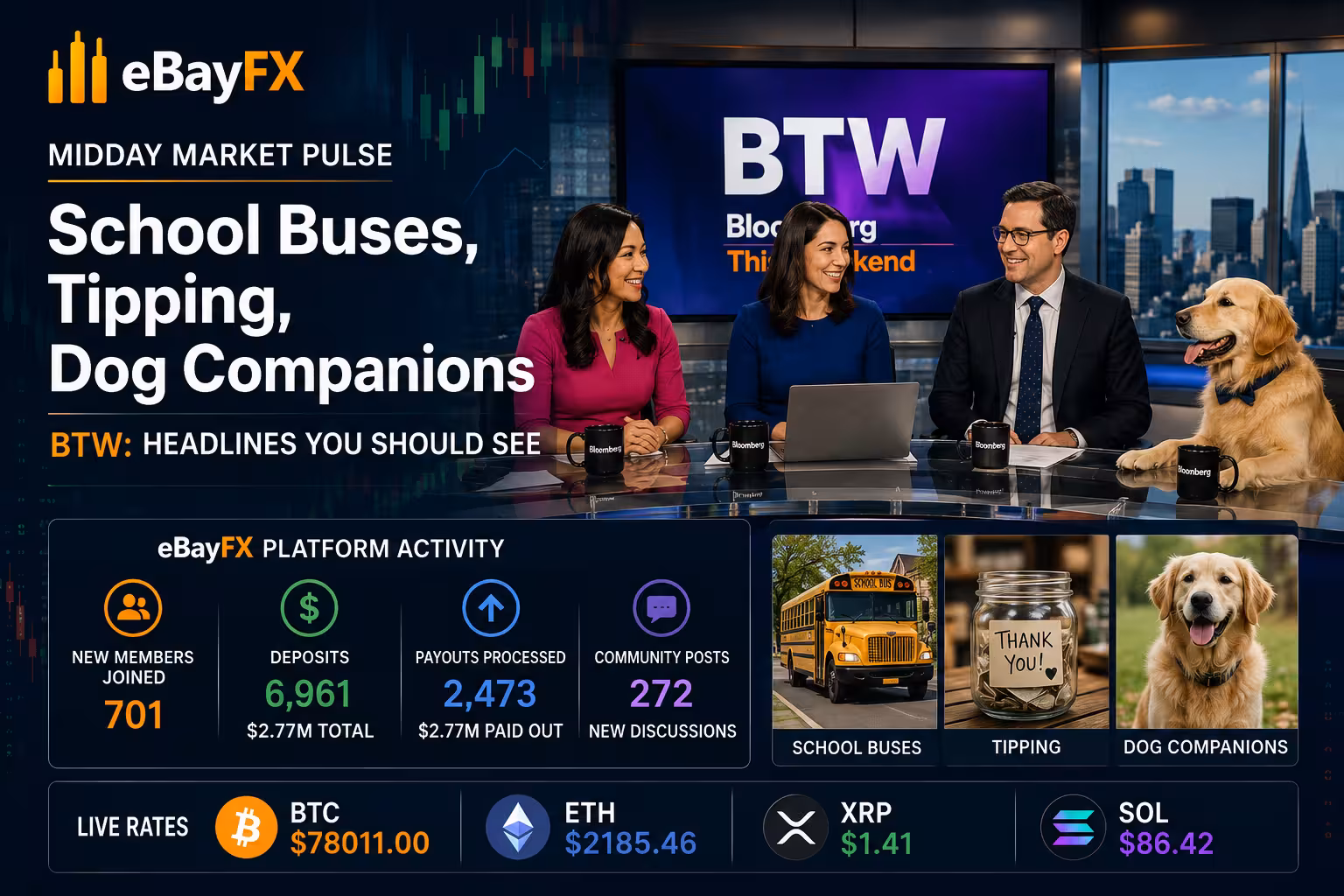 Midday Market Pulse: School Buses, Tipping, Dog Companions | BTW: Headlines You Should See