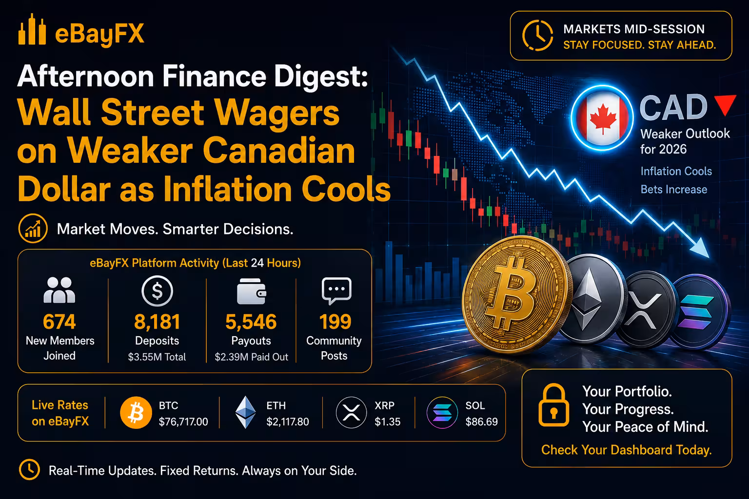 Afternoon Finance Digest: Wall Street Wagers on Weaker Canadian Dollar as Inflation Cools