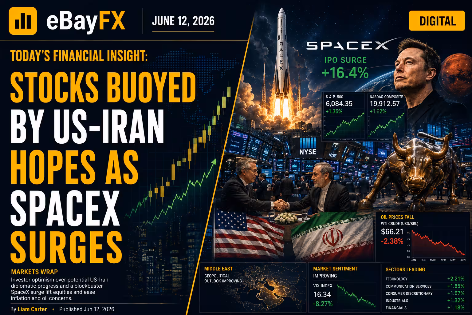 Afternoon Finance Digest: Stocks Buoyed by US-Iran Hopes as SpaceX Surges: Markets Wrap