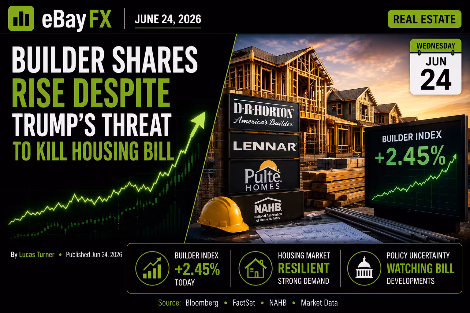 Market Wrap: Builder Shares Rise Despite Trump’s Threat to Kill Housing Bill