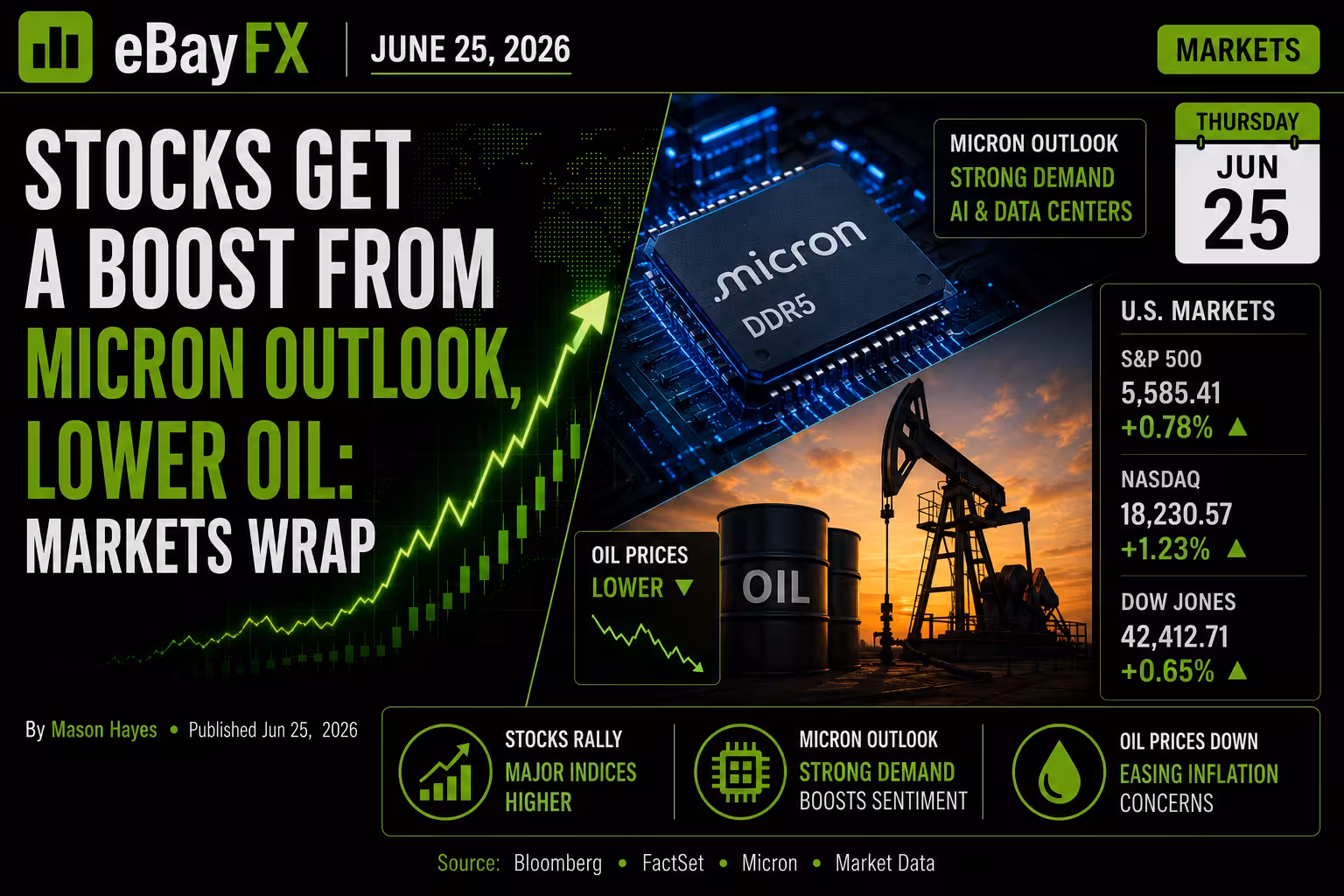 Global Markets Overnight: Stocks Get a Boost From Micron Outlook, Lower Oil: Markets Wrap