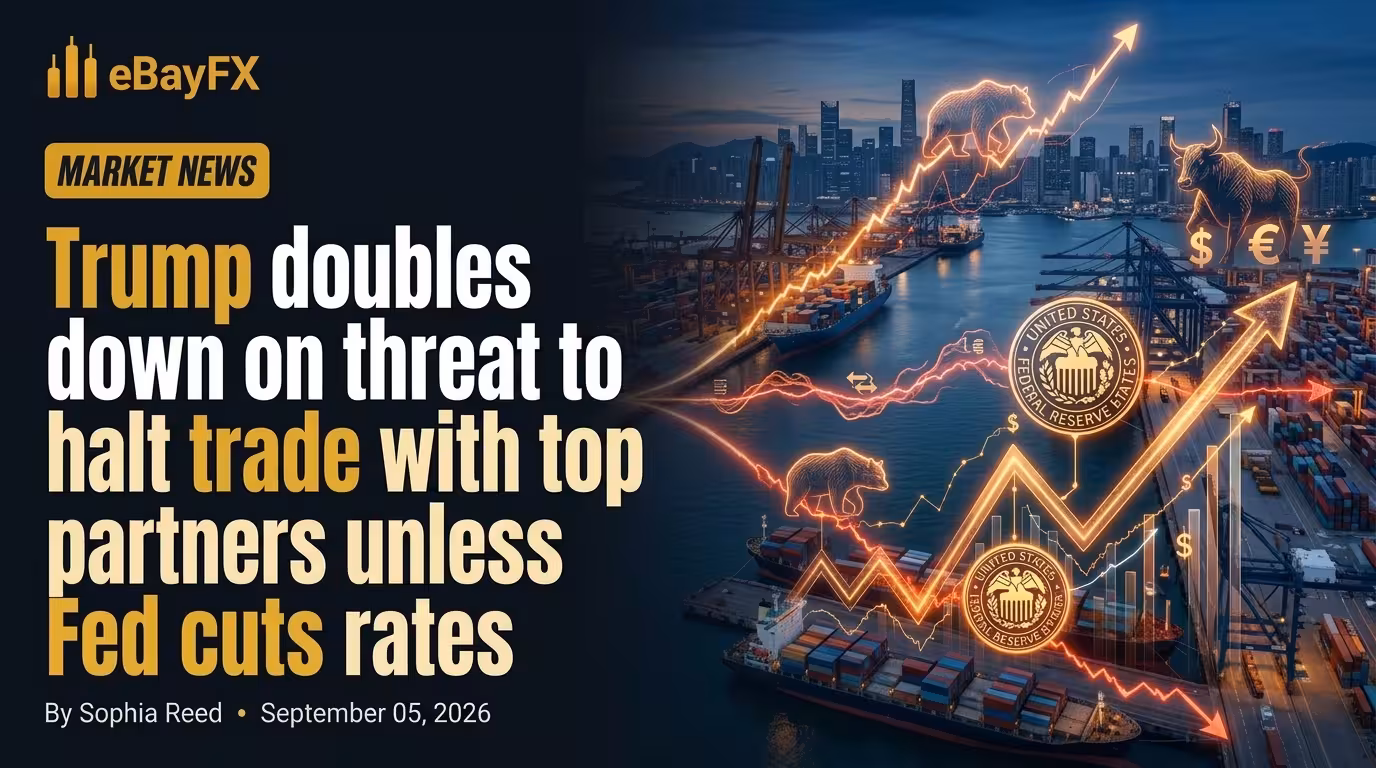 Trump doubles down on threat to halt trade with top partners unless Fed cuts rates