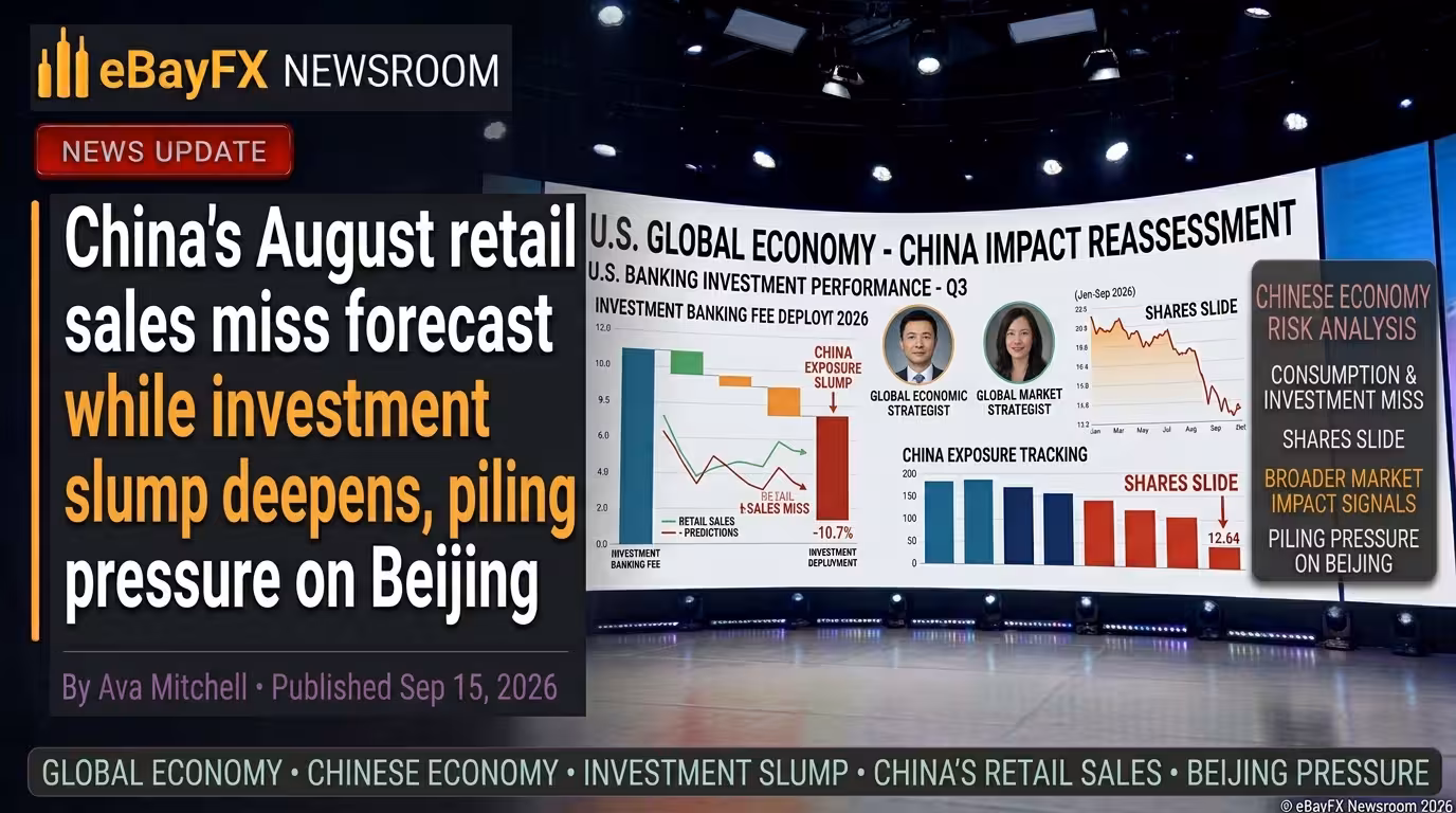China's August retail sales miss forecast while investment slump deepens, piling pressure on Beijing